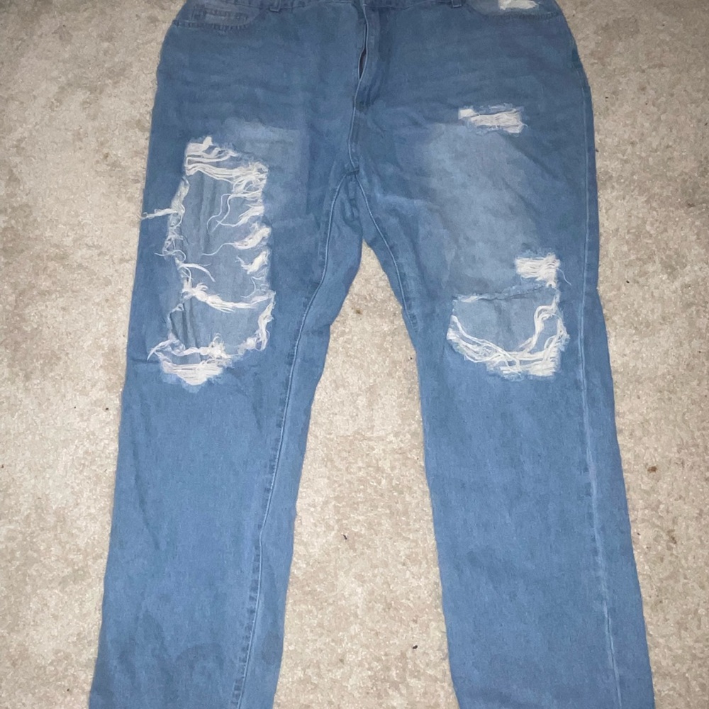 SHEIN Relaxed Blue Distressed Denim